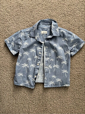 Mango Palm Print Short Sleeve Button Down Like New